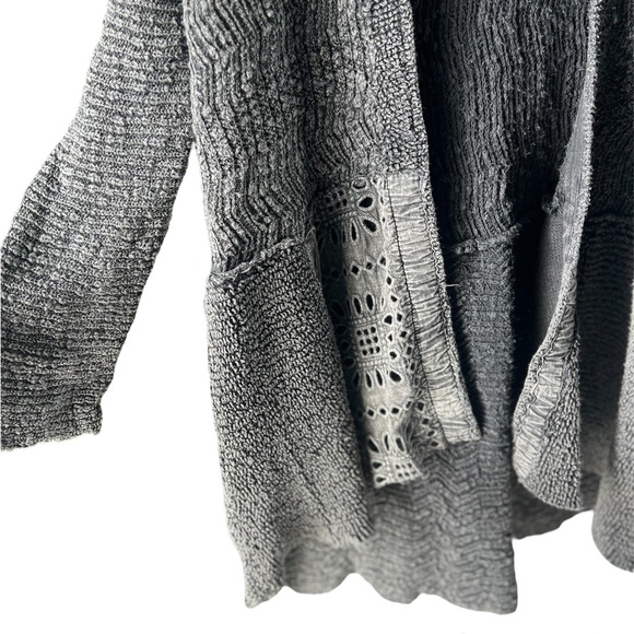 Free People Eyelet Lace Slit Ribbed Cardigan Long Grey Size Xsmall - Picture 3 of 5